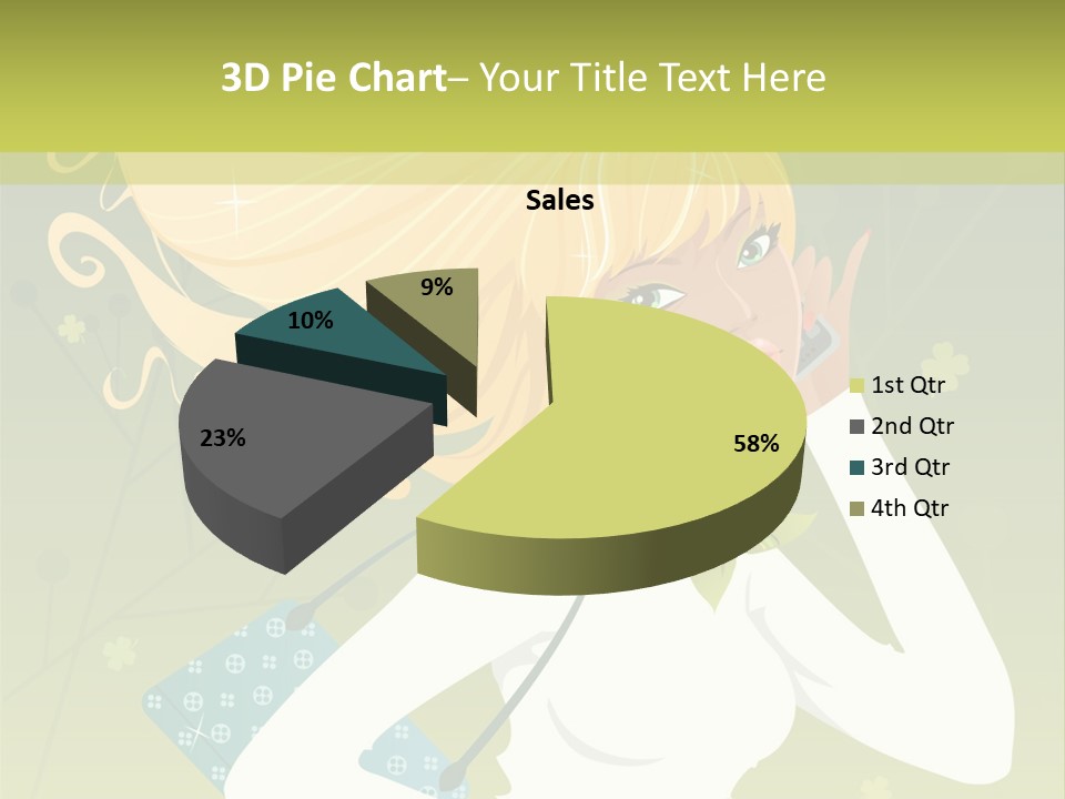 Spring Girl Stock Vector Illustration: PowerPoint Template