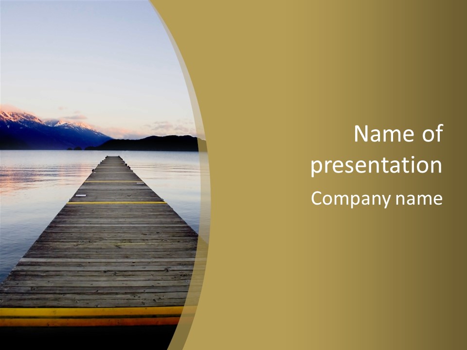 Plank Pier Extending Over Calm Water PowerPoint Template