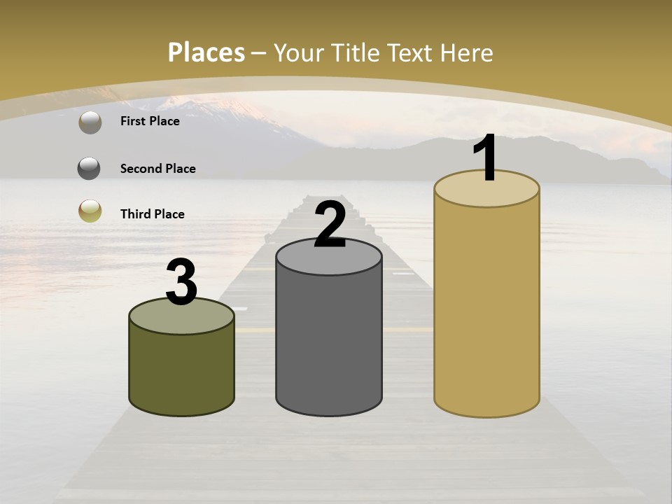 Plank Pier Extending Over Calm Water PowerPoint Template