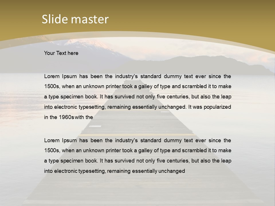 Plank Pier Extending Over Calm Water PowerPoint Template