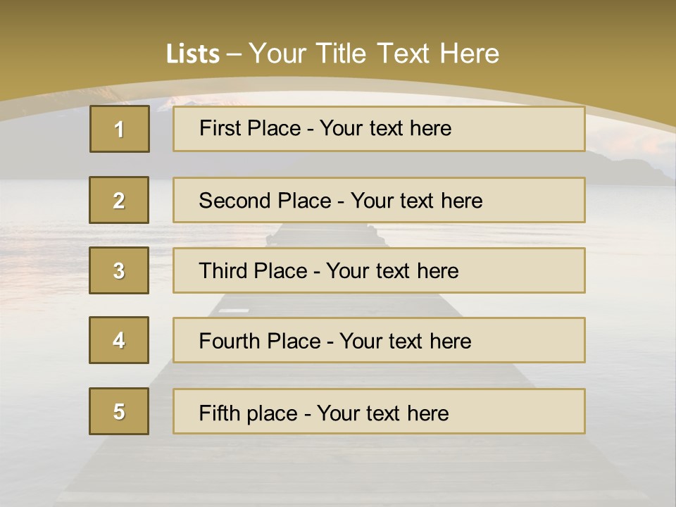 Plank Pier Extending Over Calm Water PowerPoint Template