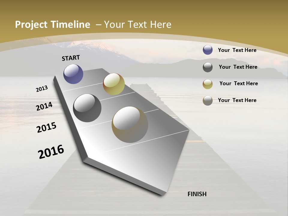 Plank Pier Extending Over Calm Water PowerPoint Template