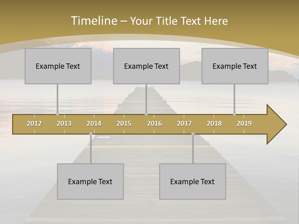 Plank Pier Extending Over Calm Water PowerPoint Template