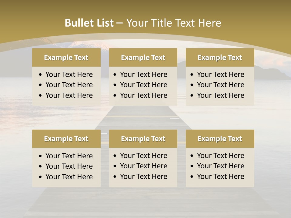 Plank Pier Extending Over Calm Water PowerPoint Template