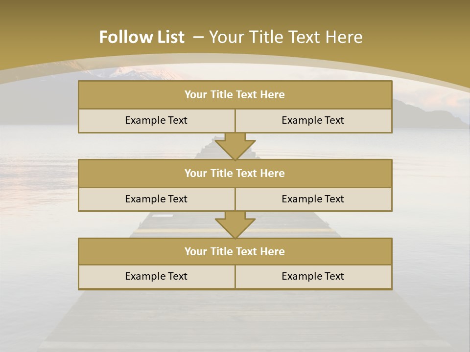 Plank Pier Extending Over Calm Water PowerPoint Template