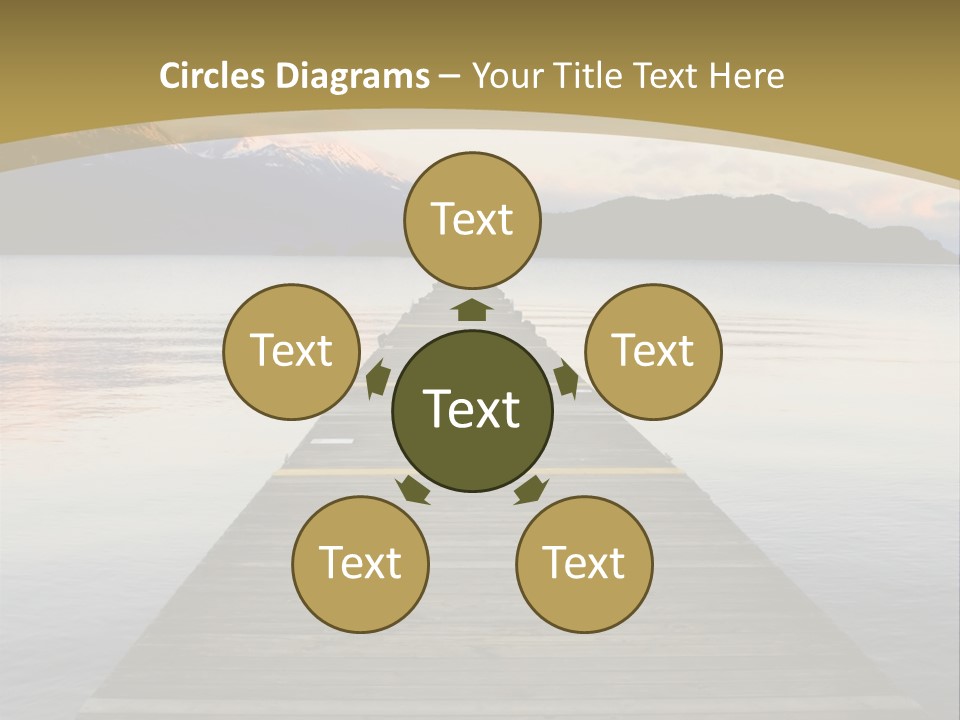 Plank Pier Extending Over Calm Water PowerPoint Template