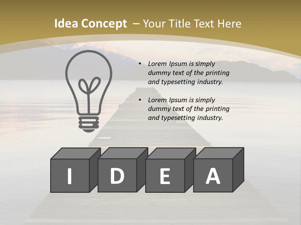 Plank Pier Extending Over Calm Water PowerPoint Template