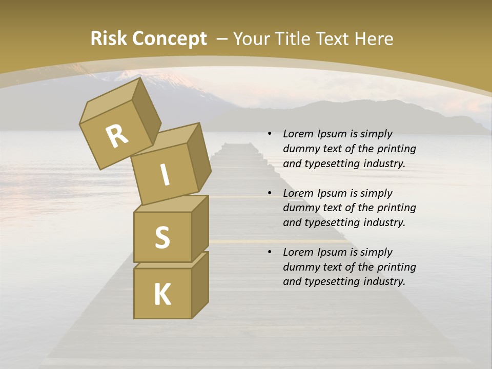 Plank Pier Extending Over Calm Water PowerPoint Template