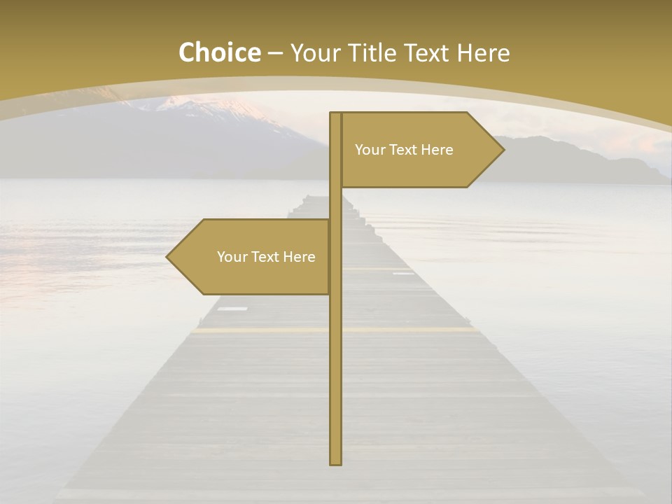 Plank Pier Extending Over Calm Water PowerPoint Template