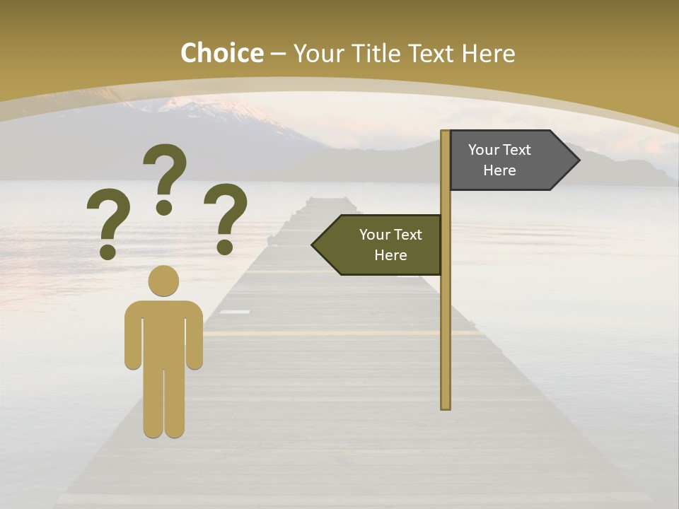 Plank Pier Extending Over Calm Water PowerPoint Template