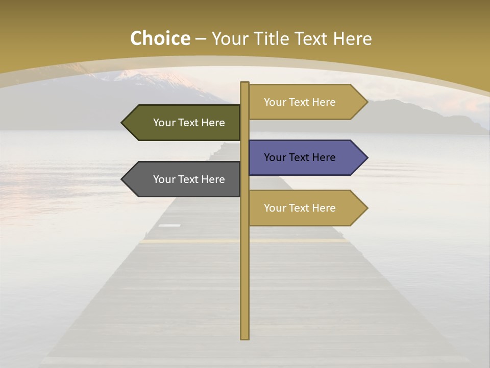 Plank Pier Extending Over Calm Water PowerPoint Template