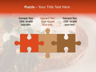 Poached Egg Breakfast With Blanched Spinach And Pine Nuts With Mushrooms And Shallots. PowerPoint Template