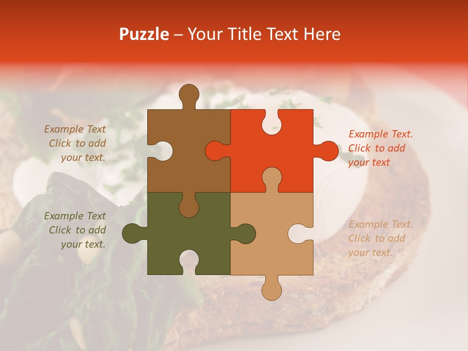 Poached Egg Breakfast With Blanched Spinach And Pine Nuts With Mushrooms And Shallots. PowerPoint Template