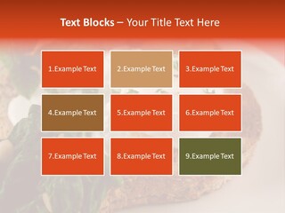 Poached Egg Breakfast With Blanched Spinach And Pine Nuts With Mushrooms And Shallots. PowerPoint Template