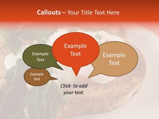 Poached Egg Breakfast With Blanched Spinach And Pine Nuts With Mushrooms And Shallots. PowerPoint Template