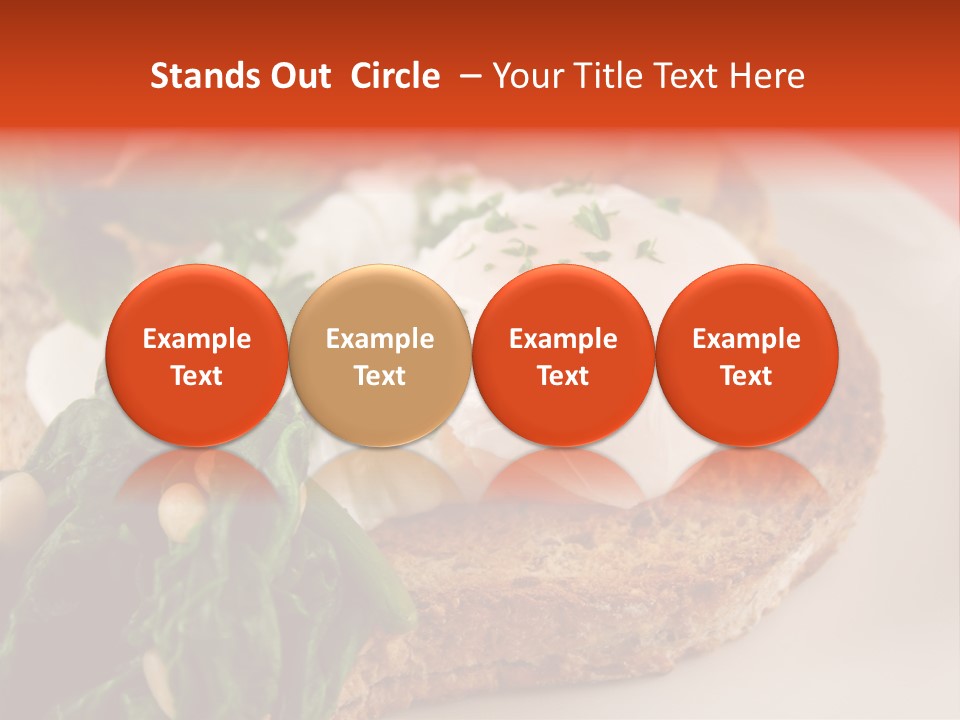 Poached Egg Breakfast With Blanched Spinach And Pine Nuts With Mushrooms And Shallots. PowerPoint Template
