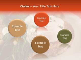 Poached Egg Breakfast With Blanched Spinach And Pine Nuts With Mushrooms And Shallots. PowerPoint Template