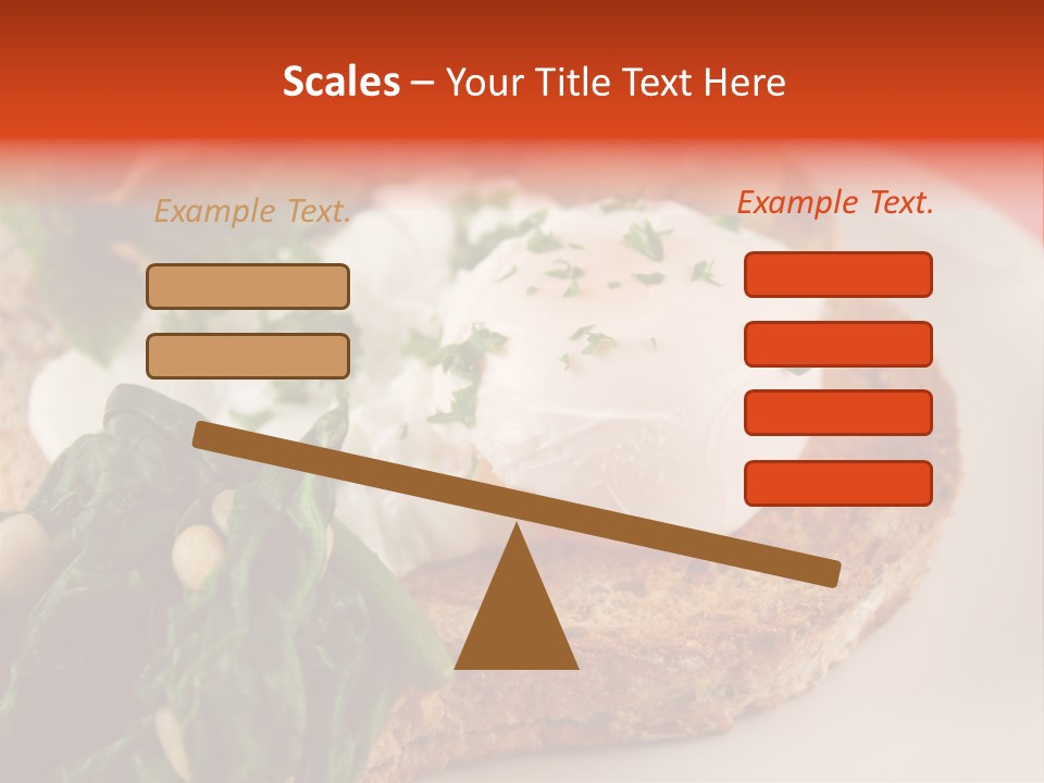 Poached Egg Breakfast With Blanched Spinach And Pine Nuts With Mushrooms And Shallots. PowerPoint Template