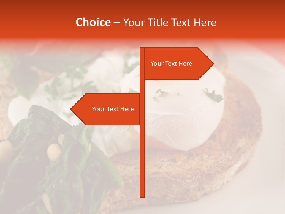 Poached Egg Breakfast With Blanched Spinach And Pine Nuts With Mushrooms And Shallots. PowerPoint Template