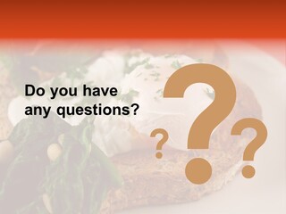 Poached Egg Breakfast With Blanched Spinach And Pine Nuts With Mushrooms And Shallots. PowerPoint Template