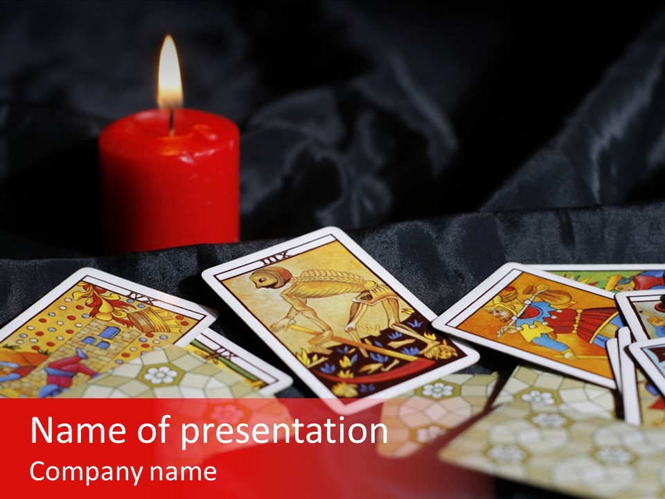 Tarot Cards And Burning Candle PowerPoint Template