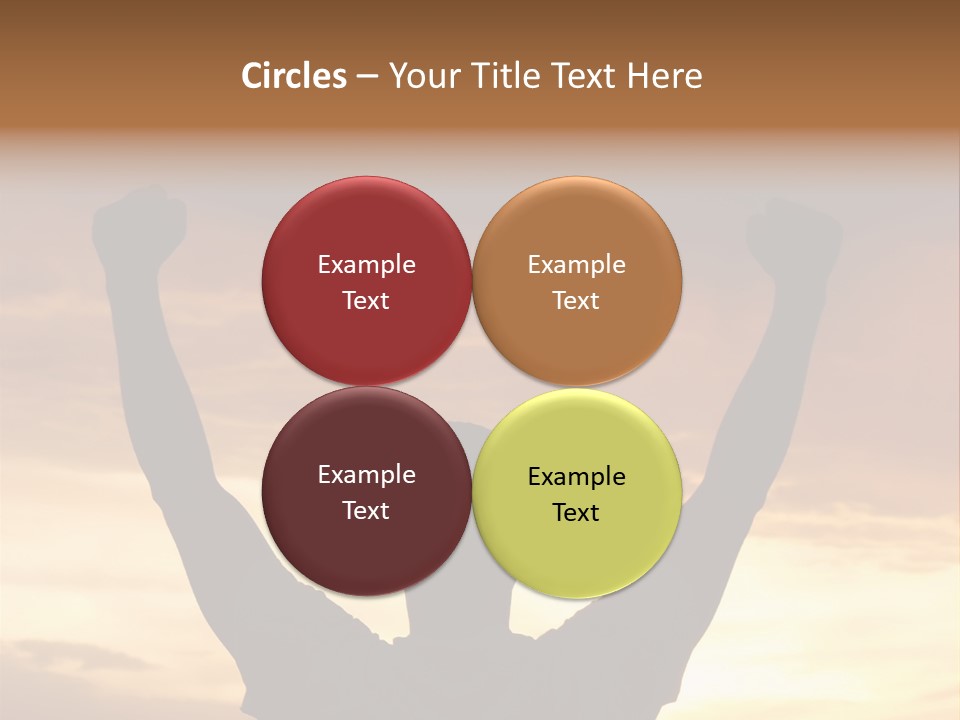 A Man Raising His Arms In The Air At Sunset PowerPoint Template