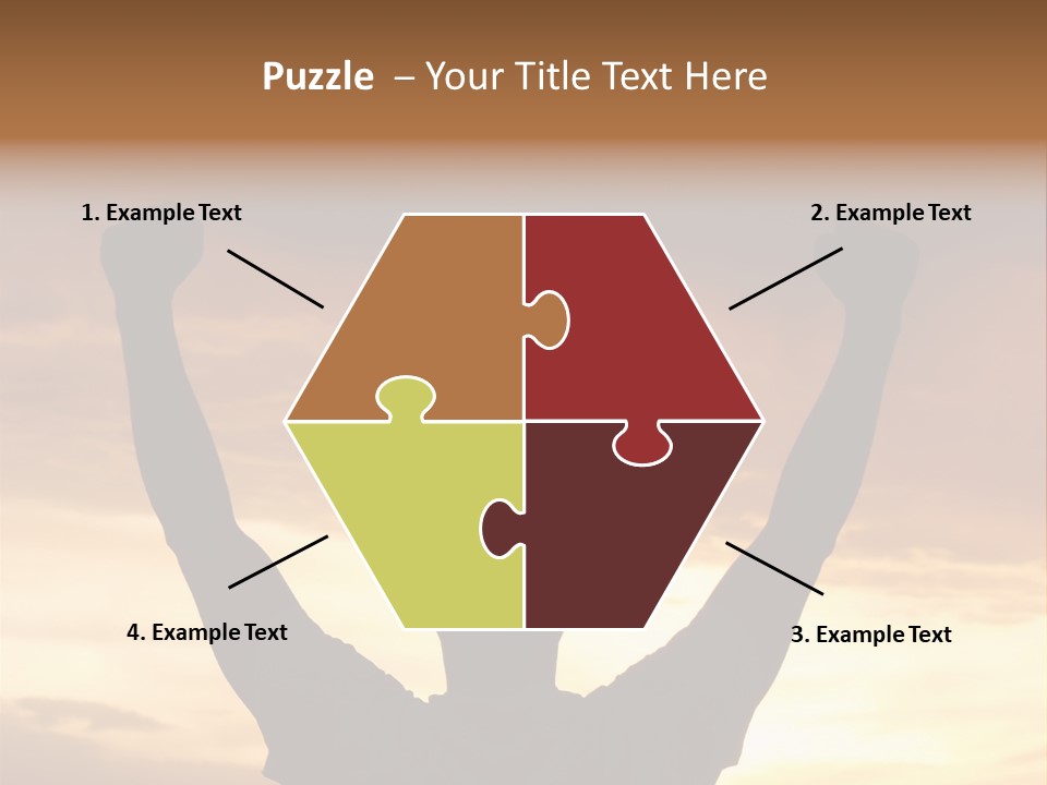 A Man Raising His Arms In The Air At Sunset PowerPoint Template