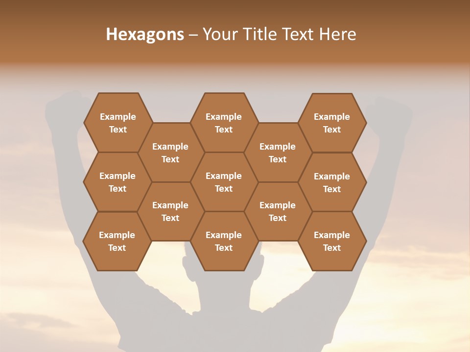 A Man Raising His Arms In The Air At Sunset PowerPoint Template