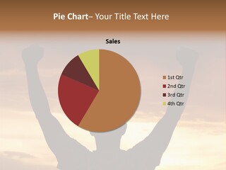 A Man Raising His Arms In The Air At Sunset PowerPoint Template