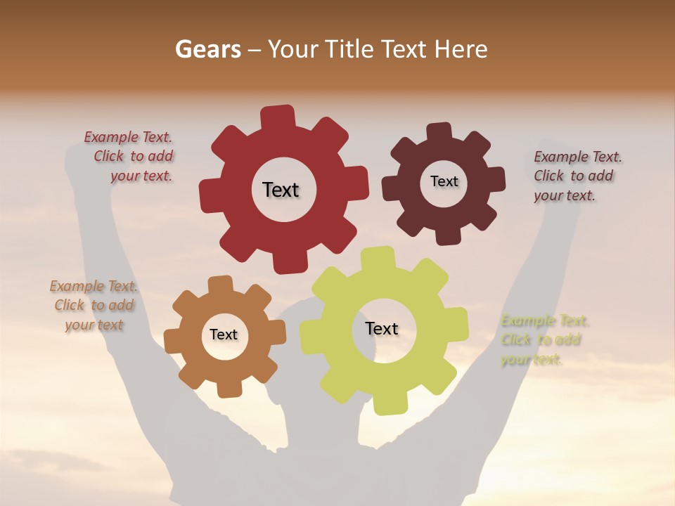 A Man Raising His Arms In The Air At Sunset PowerPoint Template