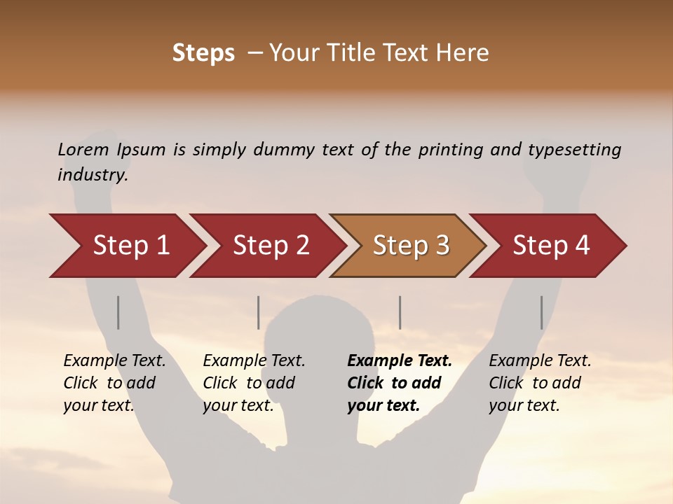 A Man Raising His Arms In The Air At Sunset PowerPoint Template