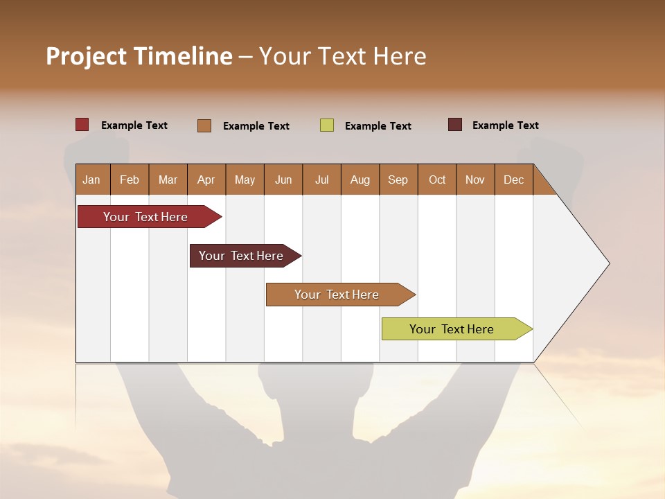 A Man Raising His Arms In The Air At Sunset PowerPoint Template