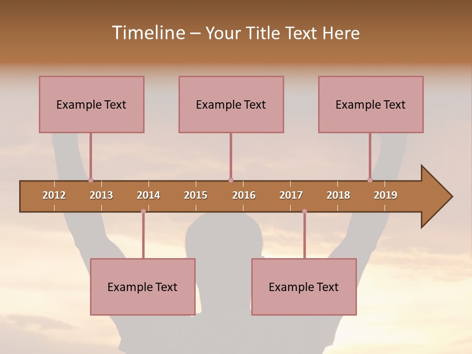 A Man Raising His Arms In The Air At Sunset PowerPoint Template