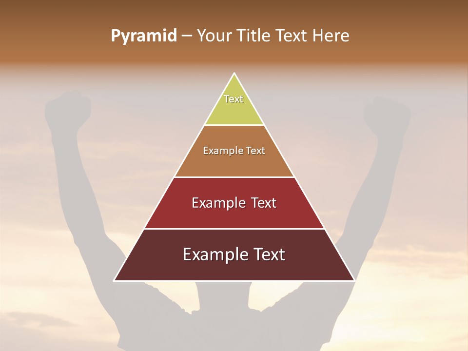 A Man Raising His Arms In The Air At Sunset PowerPoint Template