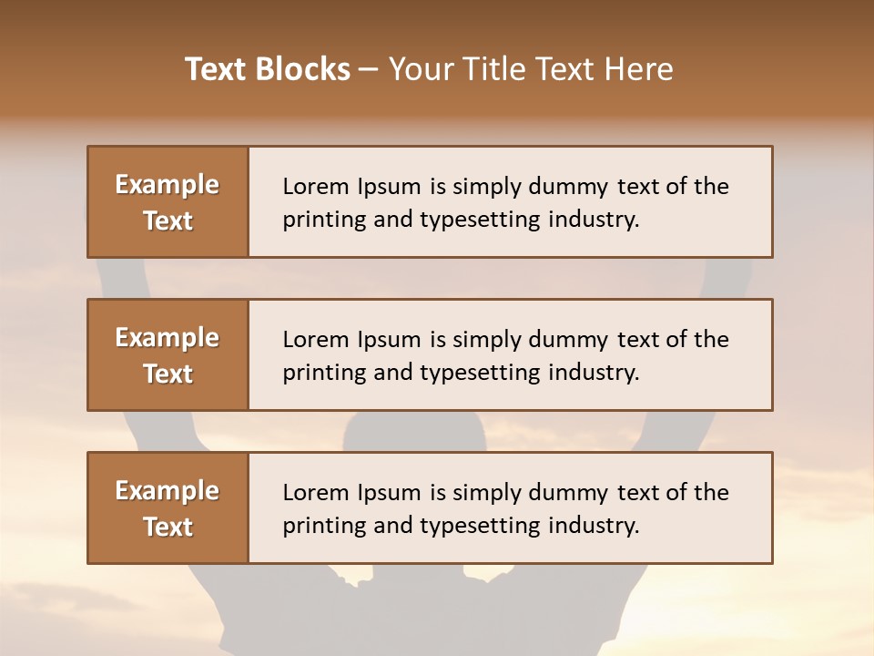 A Man Raising His Arms In The Air At Sunset PowerPoint Template