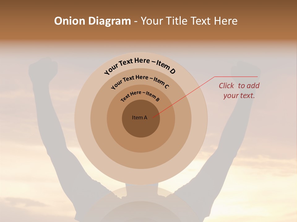 A Man Raising His Arms In The Air At Sunset PowerPoint Template