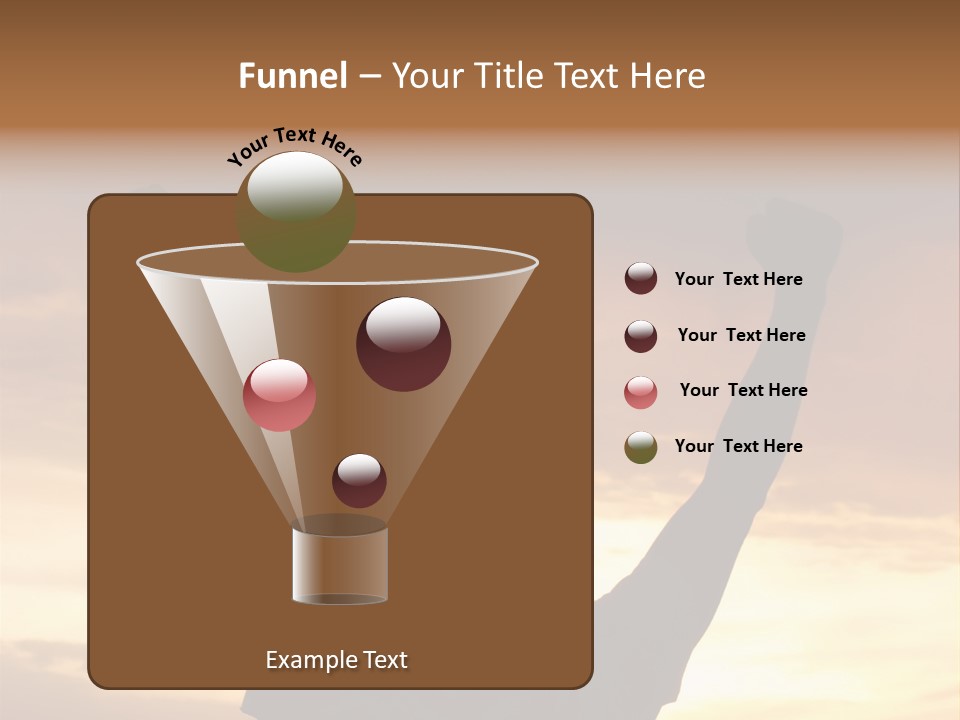 A Man Raising His Arms In The Air At Sunset PowerPoint Template