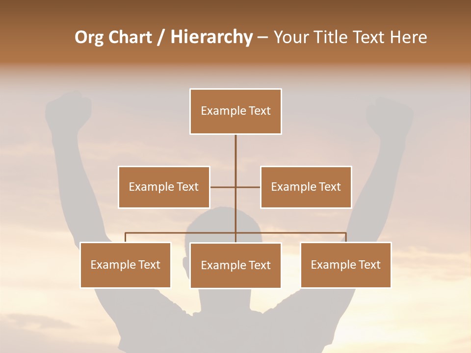 A Man Raising His Arms In The Air At Sunset PowerPoint Template