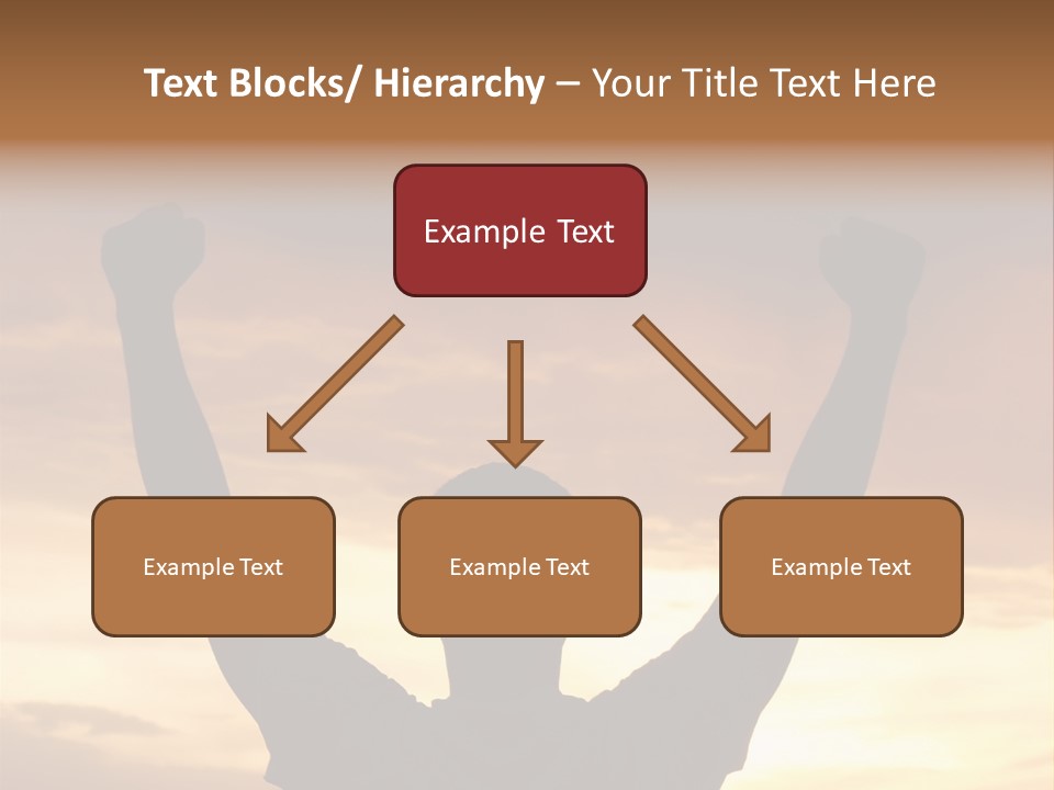 A Man Raising His Arms In The Air At Sunset PowerPoint Template