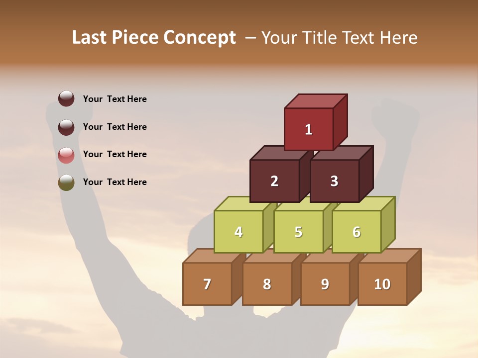 A Man Raising His Arms In The Air At Sunset PowerPoint Template