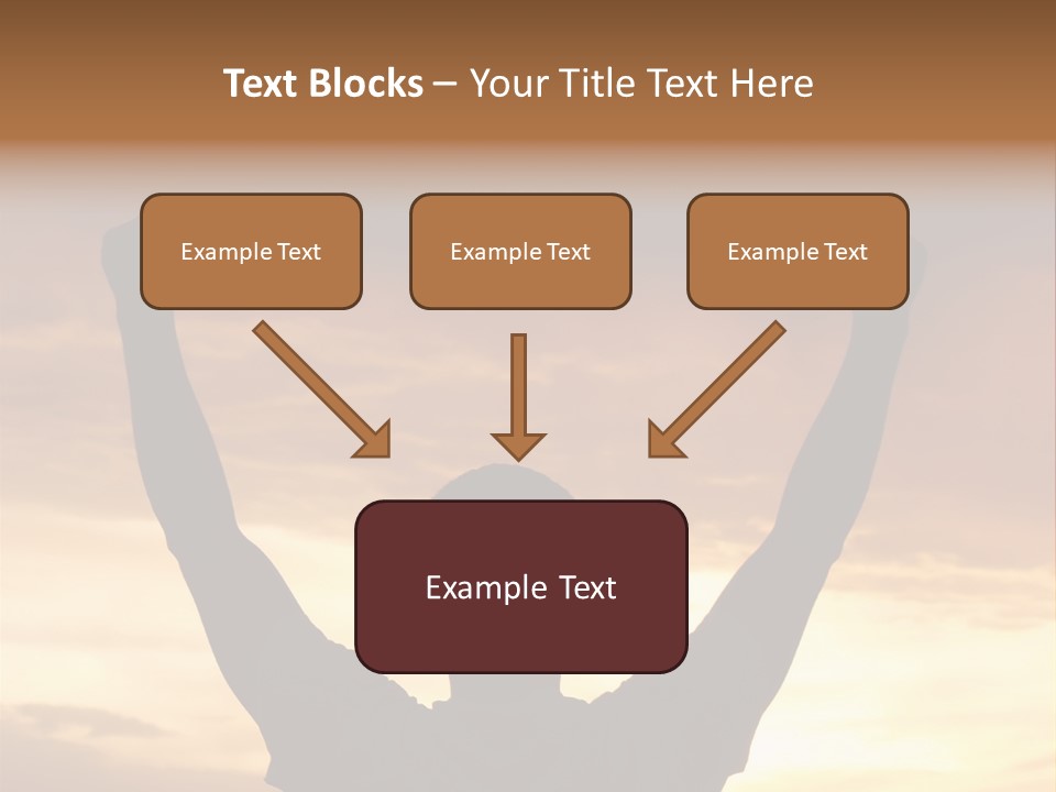 A Man Raising His Arms In The Air At Sunset PowerPoint Template