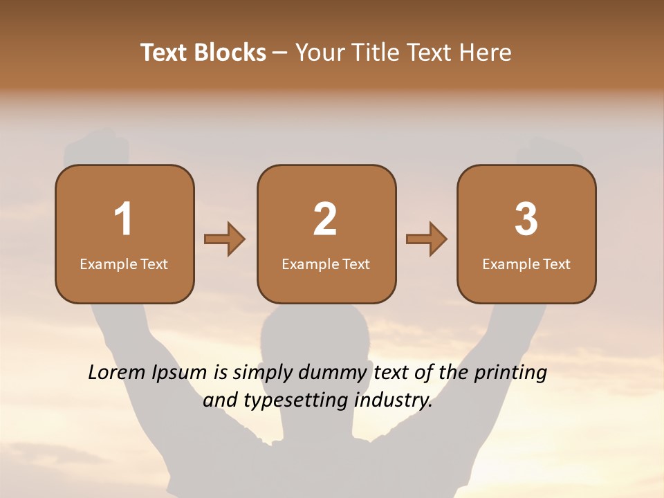 A Man Raising His Arms In The Air At Sunset PowerPoint Template