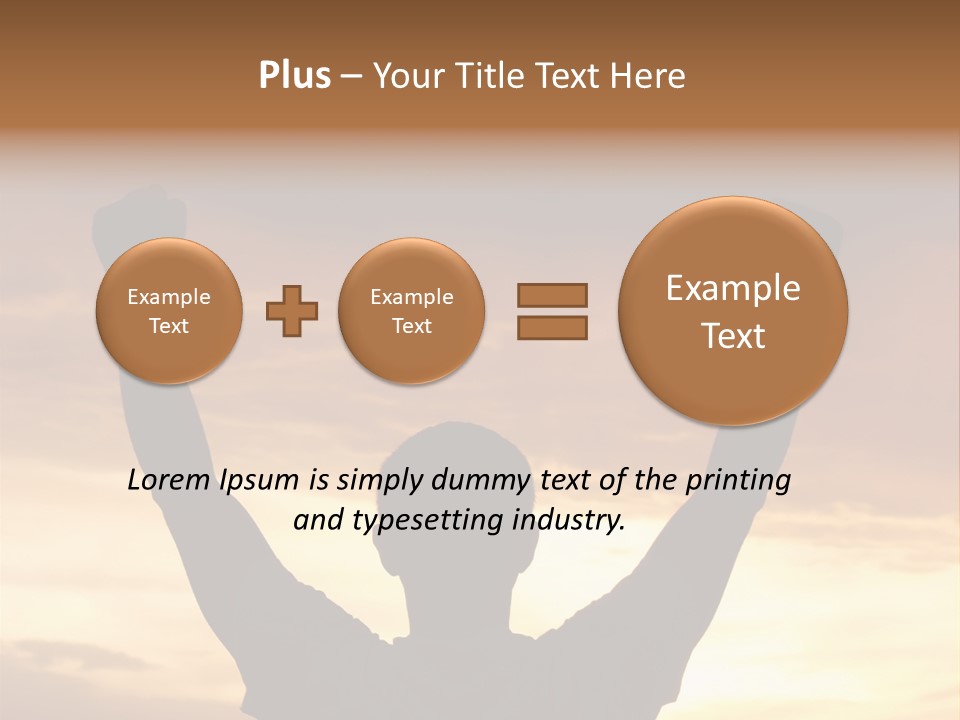 A Man Raising His Arms In The Air At Sunset PowerPoint Template
