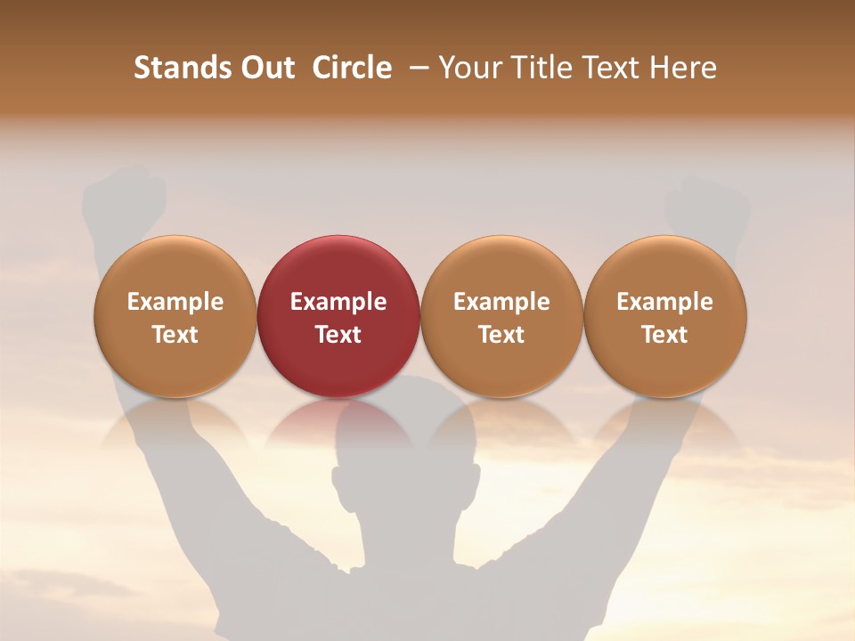 A Man Raising His Arms In The Air At Sunset PowerPoint Template