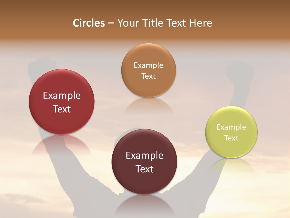 A Man Raising His Arms In The Air At Sunset PowerPoint Template