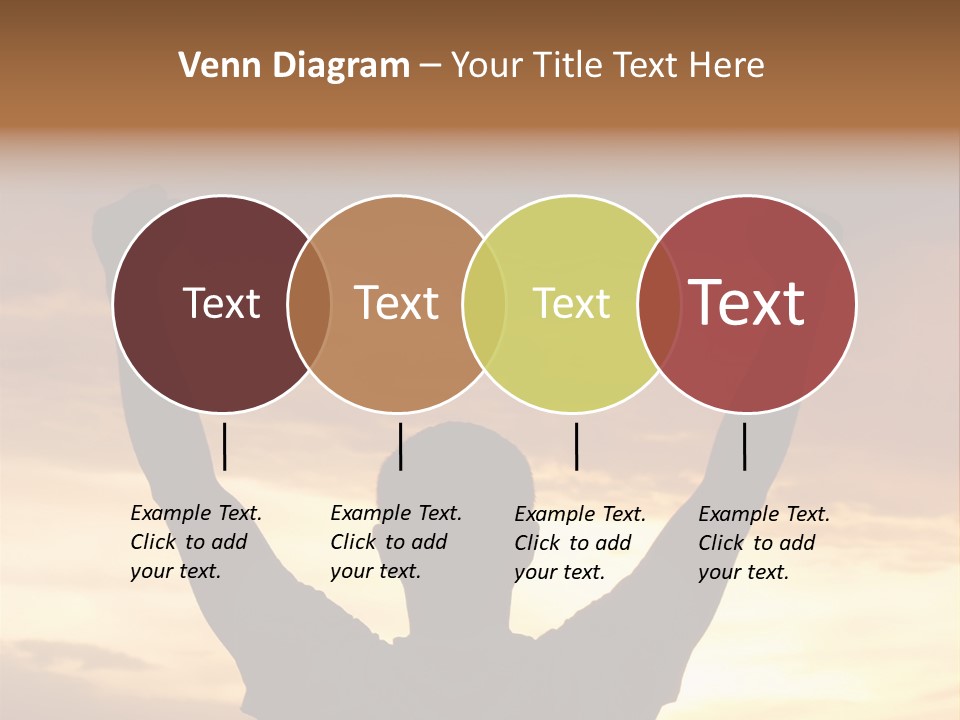 A Man Raising His Arms In The Air At Sunset PowerPoint Template