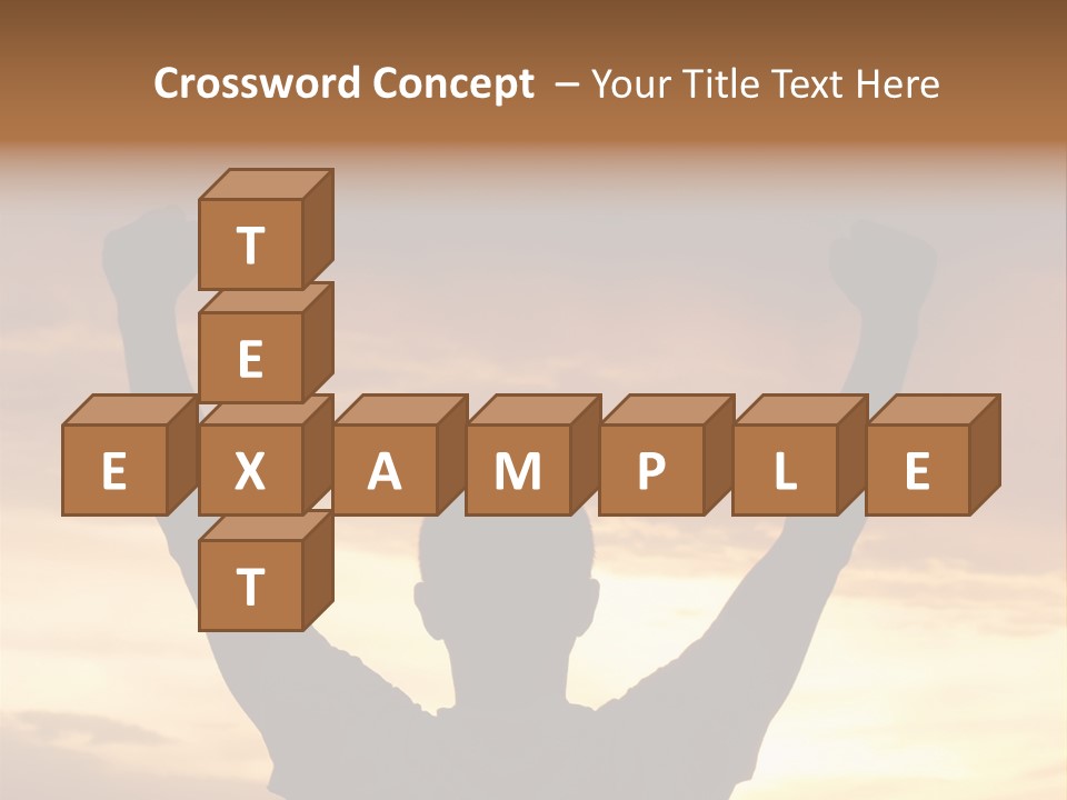 A Man Raising His Arms In The Air At Sunset PowerPoint Template