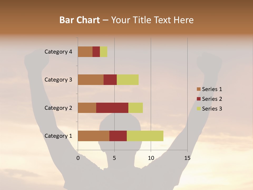 A Man Raising His Arms In The Air At Sunset PowerPoint Template