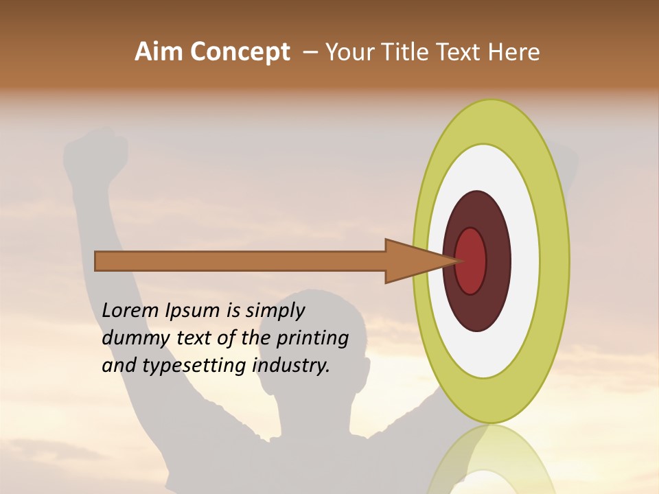 A Man Raising His Arms In The Air At Sunset PowerPoint Template