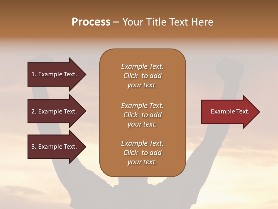 A Man Raising His Arms In The Air At Sunset PowerPoint Template